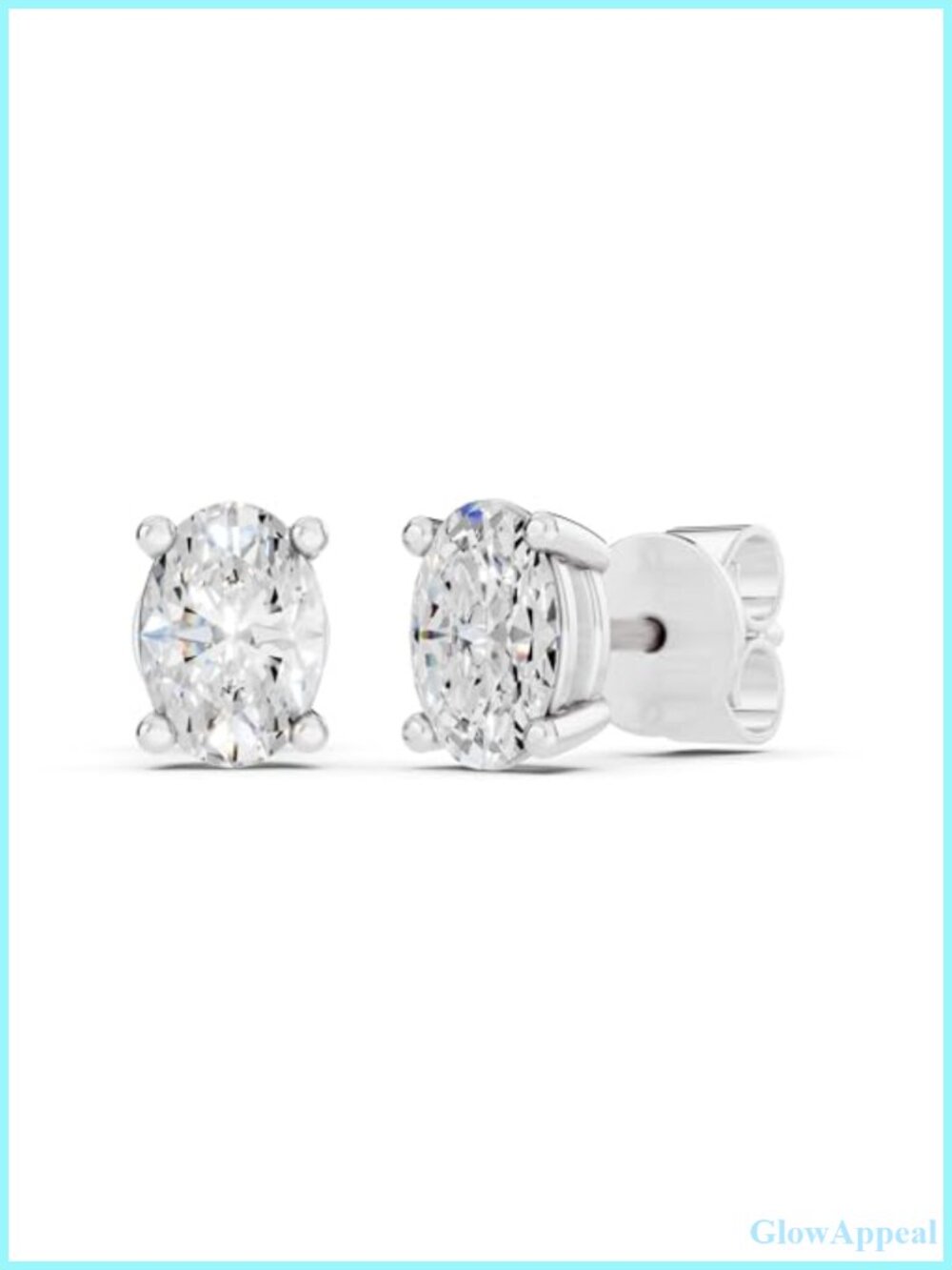 Sterling Silver Lab Grown Diamond Oval Solitaire Stud Earrings 0.33 Carat IGI